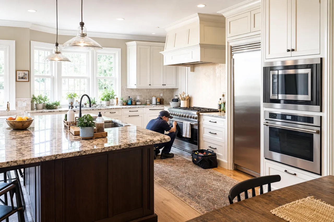 Adjusting a high-BTU brass burner on a professional range